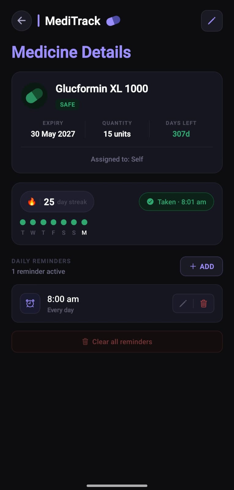Medicine Schedule Interface